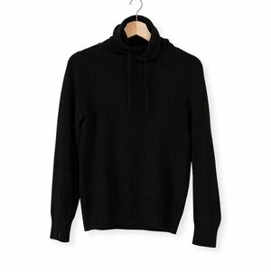 L.L.Bean 100% Cashmere Black Cowl Neck Drawstring Sweater Womens Small Petite